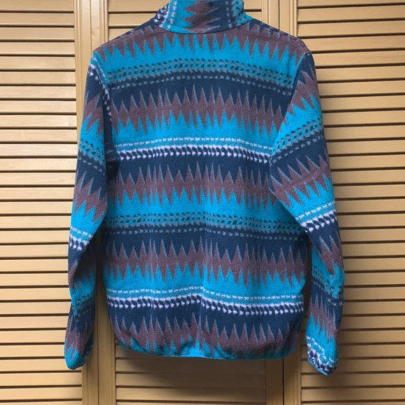 RARE EXC Patagonia Laughing Waters Elwha Blue Synchilla Snap T Fleece Women’s M - Picture 7 of 17
